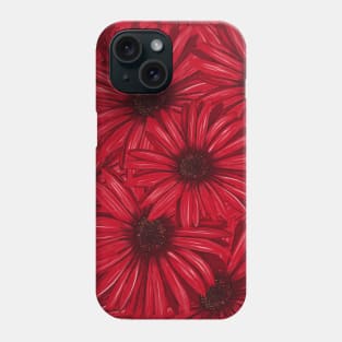 Ruby Red Daisy  Floral Phone Case