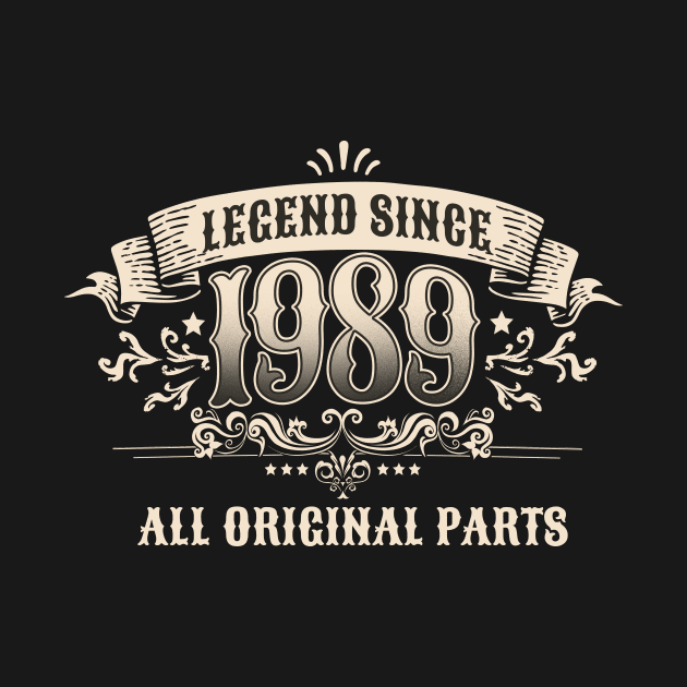 Retro Vintage Birthday Legend Since 1989 All Original Parts by star trek fanart and more