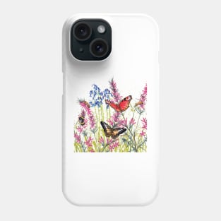 Wild meadow bathed in pink light Phone Case