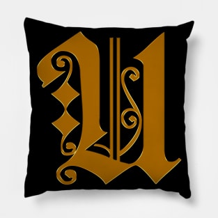 Golden Letter U Pillow