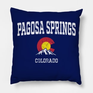 Pagosa Springs Colorado CO Vintage Athletic Mountains Pillow