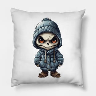 Spooky figure of a skull in a mask wearing a cloak, perfect for Halloween ! Pillow