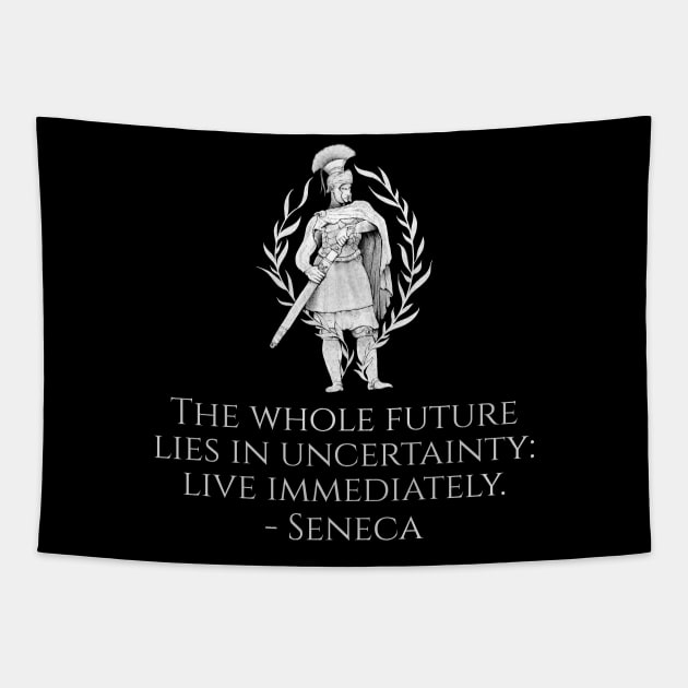 Motivational Seneca Quote On Future Ancient Roman Philosophy Tapestry by Styr Designs