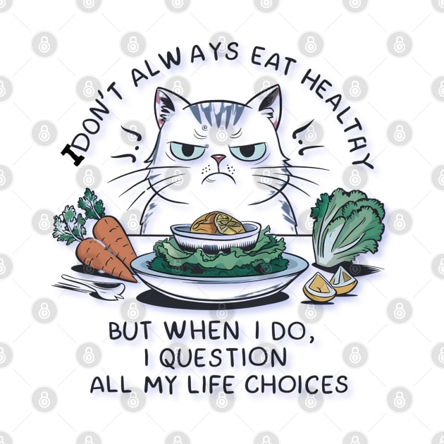 Funny cat eat healthy food by "Artistic Apparel Hub"