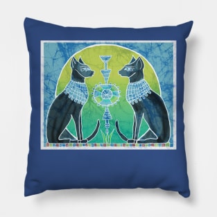 Egyptian cats batik style Pillow