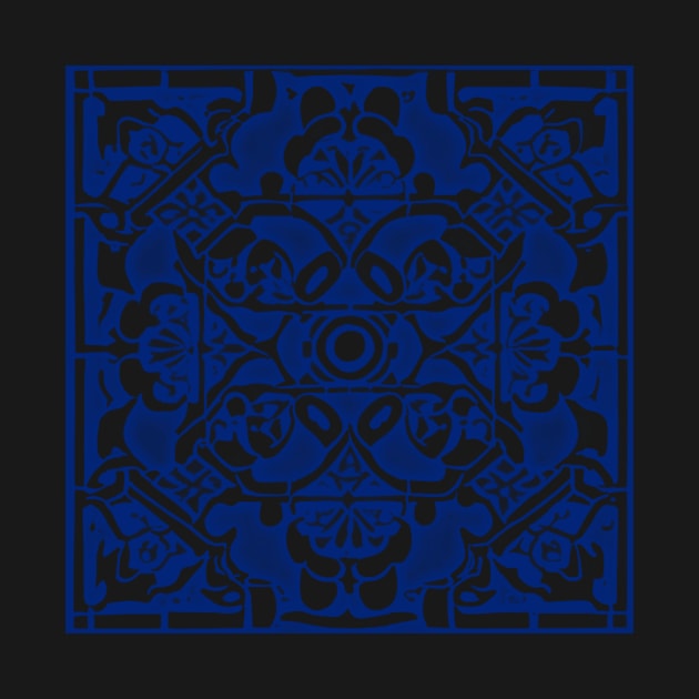 Abstract Symmetrical Lattice Print - Blue Aesthetic by BubbleMench