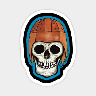 Leather Football Helmet Skull Magnet