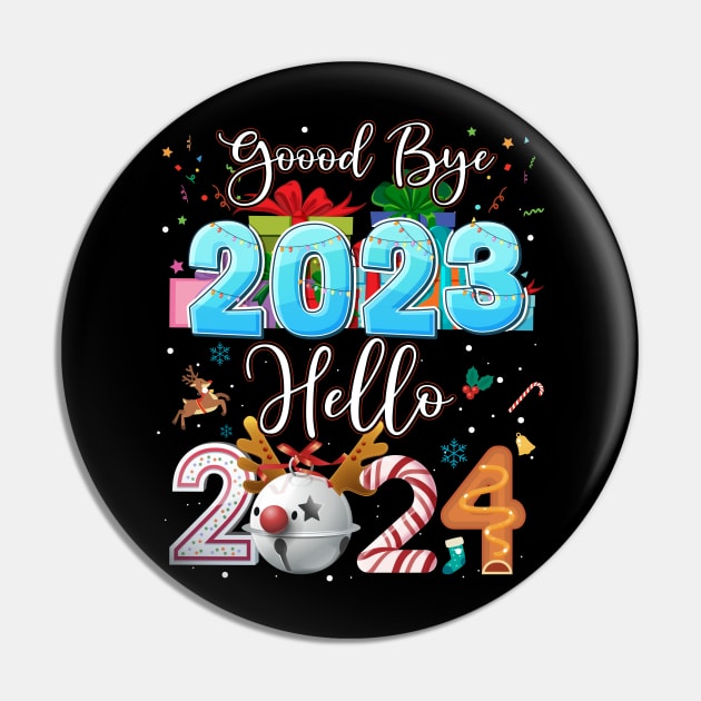 Goodbye 2023 Hello 2024 Christmas Xmas Happy New Year's Eve Pin by GLOBAL TECHNO