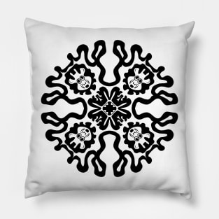 Trippy mandala pattern cow heads Pillow