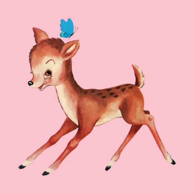 Playful baby deer and butterfly by LittleBean