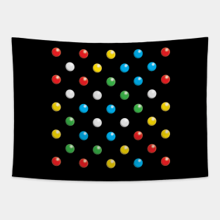 Primary Coloured Discs On A Black Square Tapestry