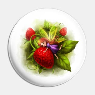 fairy girl with red strawberry Pin