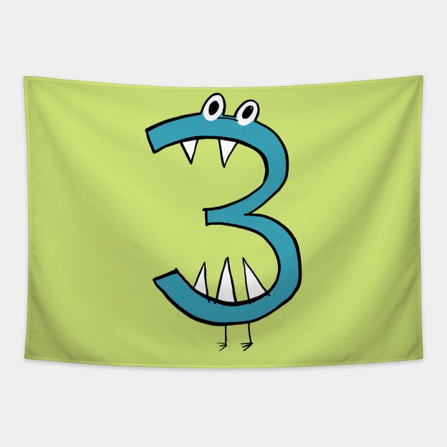 Monster Number 3- the perfect birthday gift for cool little monsters Tapestry by heyK
