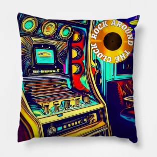 Rock Around the Clock Jukebox in a Cafe Pillow