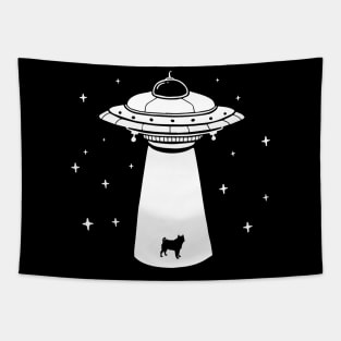 Funny Pug UFO Abduction Tapestry