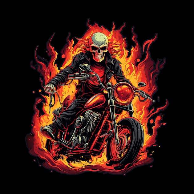 Skull Fire Retro Motorcycle Vintage by Nenok