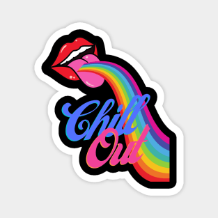 Chill Out Rainbow Lips Retro Magnet