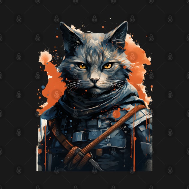 Cat Japanese Warrior by ArtisticCorner