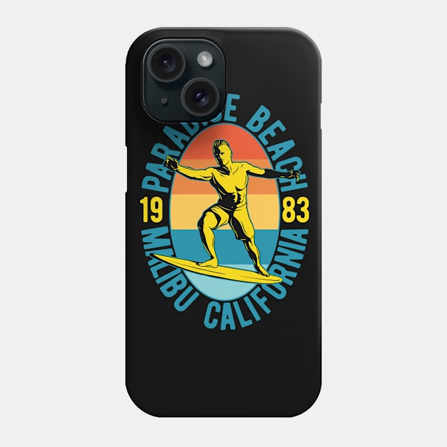 Surf Paradise Beach Malibu California Surfing Ride The Waves Gift Tshirt Phone Case by gdimido