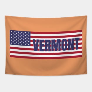 Vermont State in American Flag Tapestry