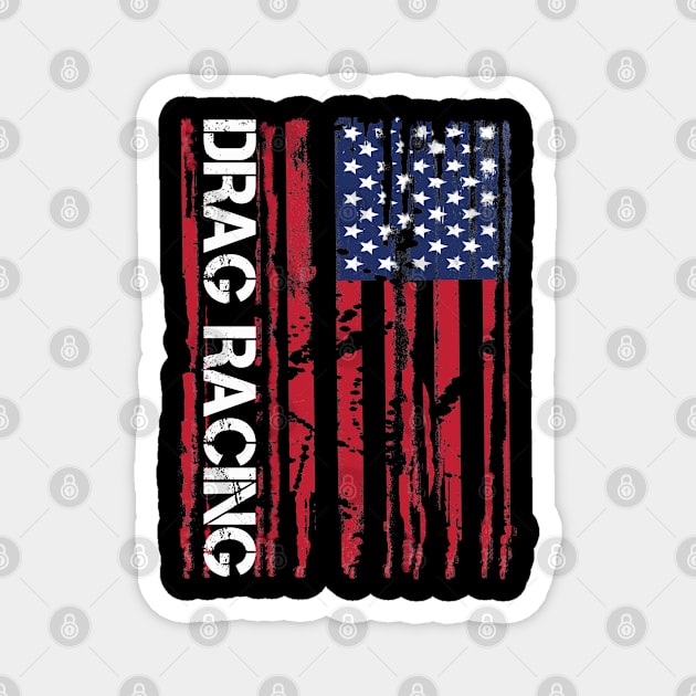 Drag Car Racing Patriotic American Flag Dragster Magnet by pho702