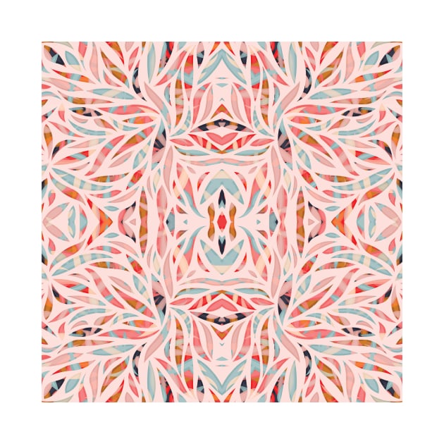 Boho Tile Abstraction / Coral and Blue by matise