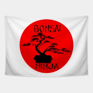 Lettering 'BONSAI NINJA' with bonsai tree Tapestry