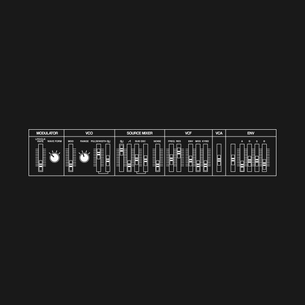 Analogue Synth Controls 101 White Lines by Atomic Malibu