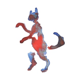 Red And Blue Walking Cat T-Shirt