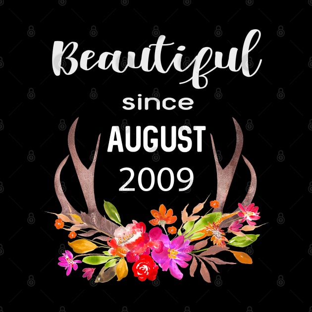 Beautiful Since August 2009 Boho Floral Birthday Gift Women Girls Ladies by familycuteycom