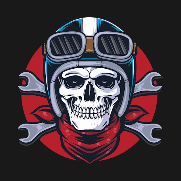 skull biker with wrench by snoddyshop