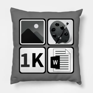 A Picture Paints A Thousand Words Icon Design T-Shirt (In Black and White) Pillow