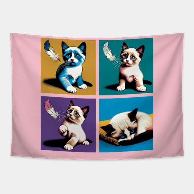 Snowshoe Pop Art - Cute Kitties Tapestry by PawPopArt