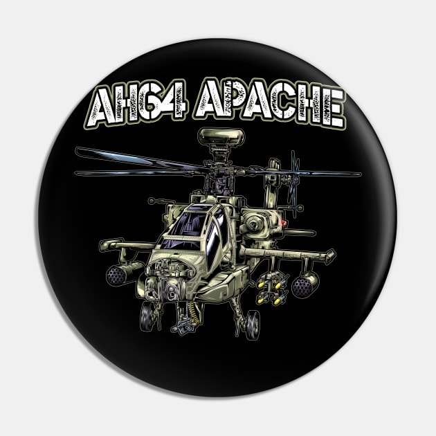 Army Forces Apache AH64 Pin by JOISDRAW ART