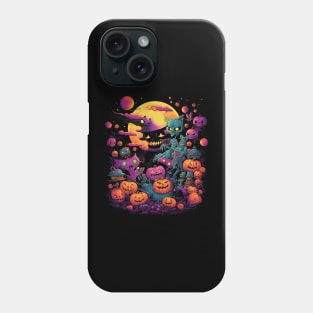 Ethereal Allure of Halloween: Vibrant Neo-Traditional Monsters Under the Full Moon Phone Case