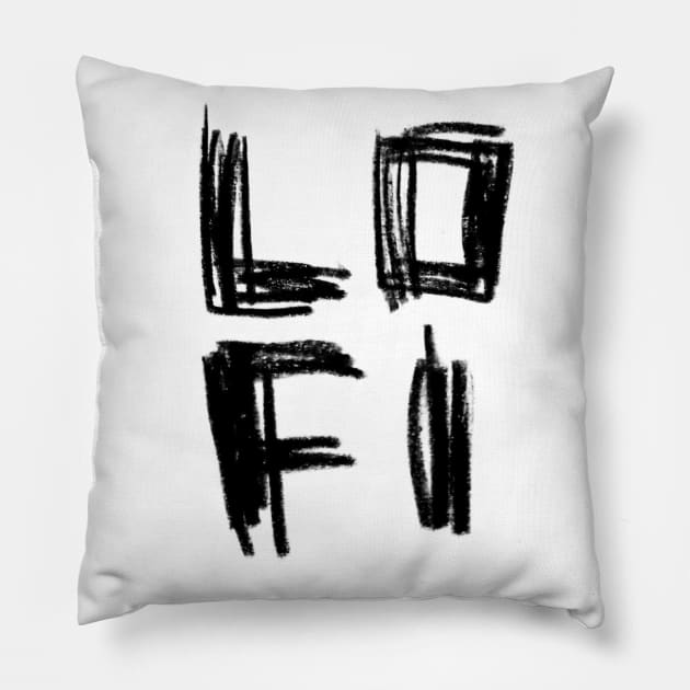 Lo Fi Typography for LOFI Aesthetic Pillow by badlydrawnbabe