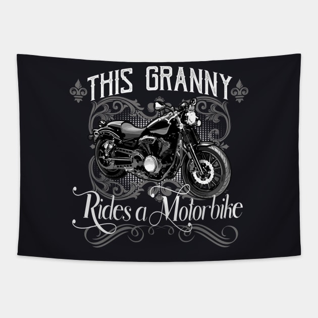 This Granny rides a Motorbike Tapestry by Foxxy Merch