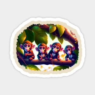 Funny monkeys gathering on a branch Magnet