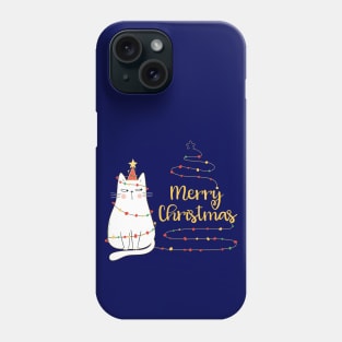 Cat Lovers Cute Holiday Cat Tree "Merry Christmas" Phone Case