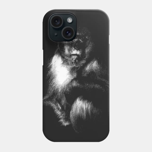 Sad Monkey, monkey black shirt Phone Case by hottehue