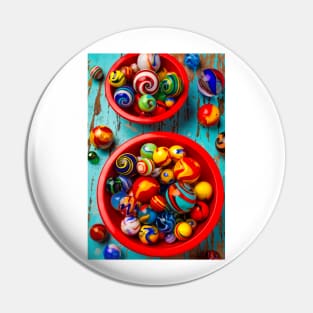 Red Bowls Of Marbles Pin