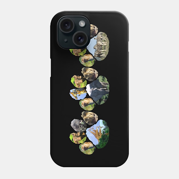 African Wildlife Lion Footprint Trio Collage Phone Case by PathblazerStudios