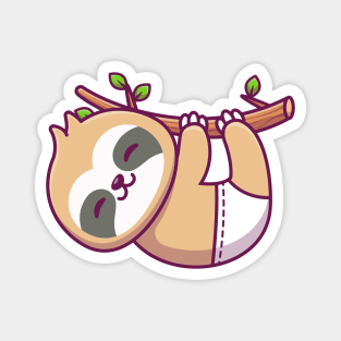 Baby Sloth Hanging On Tree And Wearing Underwear Magnet