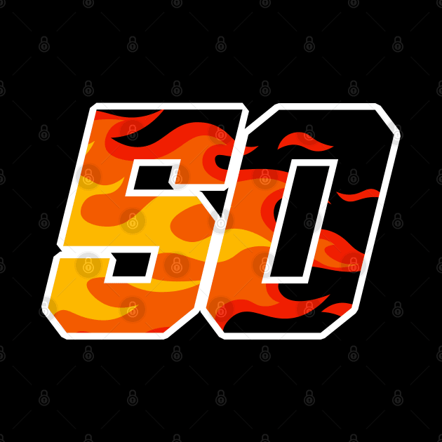 On Fire Racing Number 50 by Kev Brett Designs