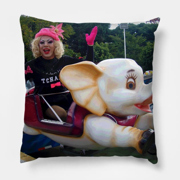 Drag having fun in the park Pillow by Marccelus