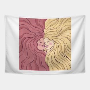 Smiling Long Hair Girls Tapestry