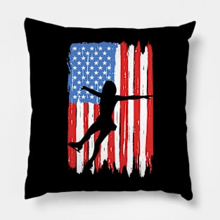 American Flag Ice Skating Graphic Pillow