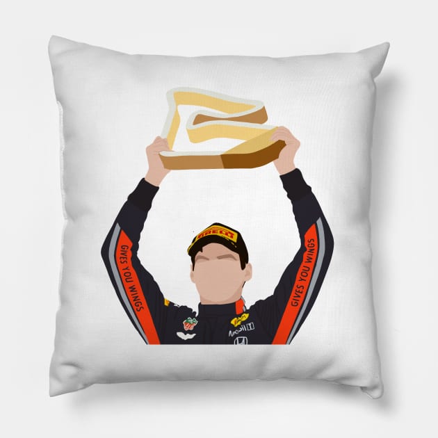 Max Verstappen celebrating victory on the F1 podium Pillow by royaldutchness