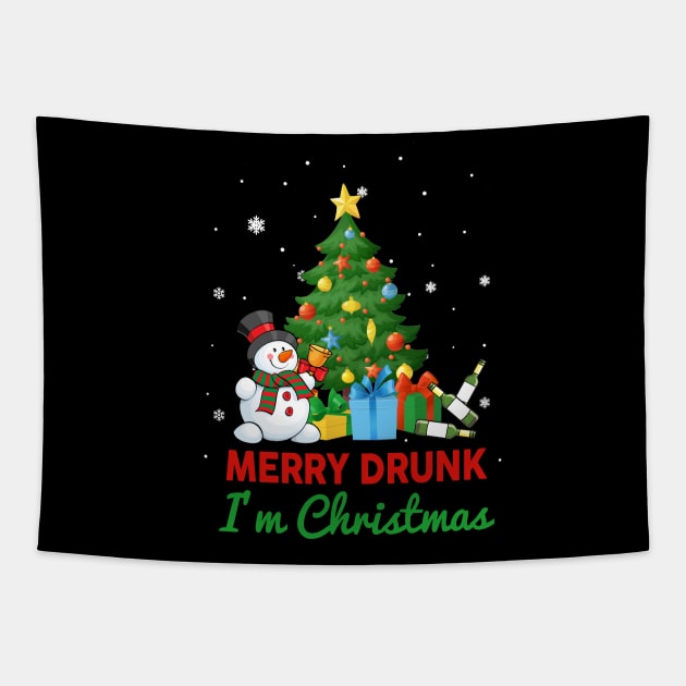 Merry Drunk I_m Christmas Holiday Tapestry by Dunnhlpp