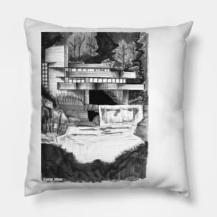 Build a house in the waterfall architecture Pillow